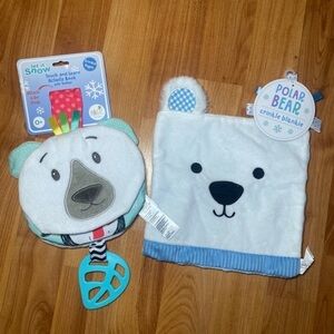 Set of two‎ Polar Bear Crinkle Blankie and touch and learn crinkle pages